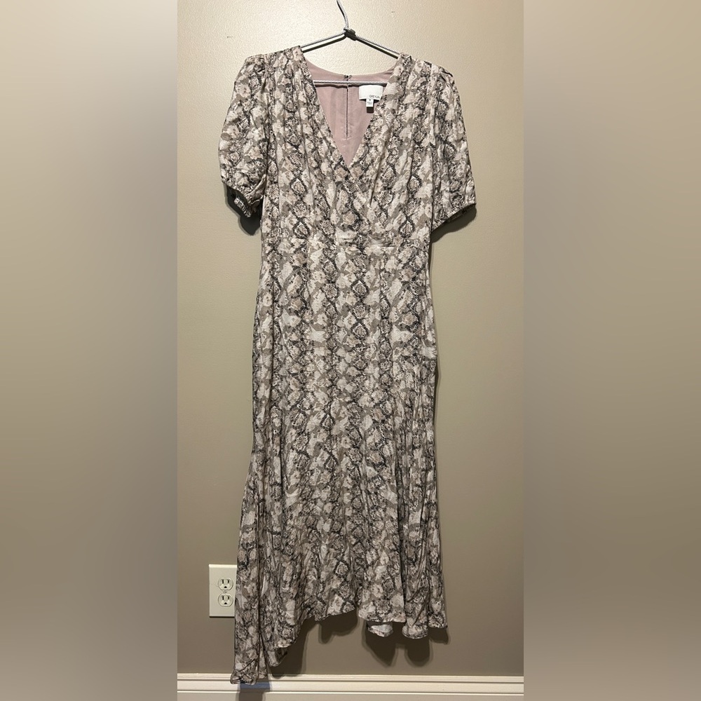 Greylin Black and Gray Snake Print Midi Dress